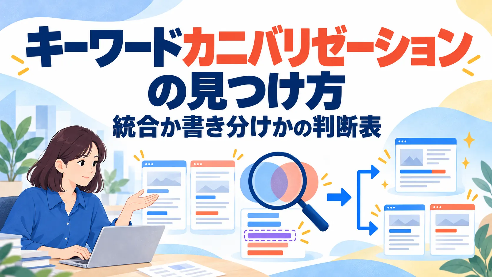 キーワードカニバリゼーションの見つけ方｜統合か書き分けかの判断表